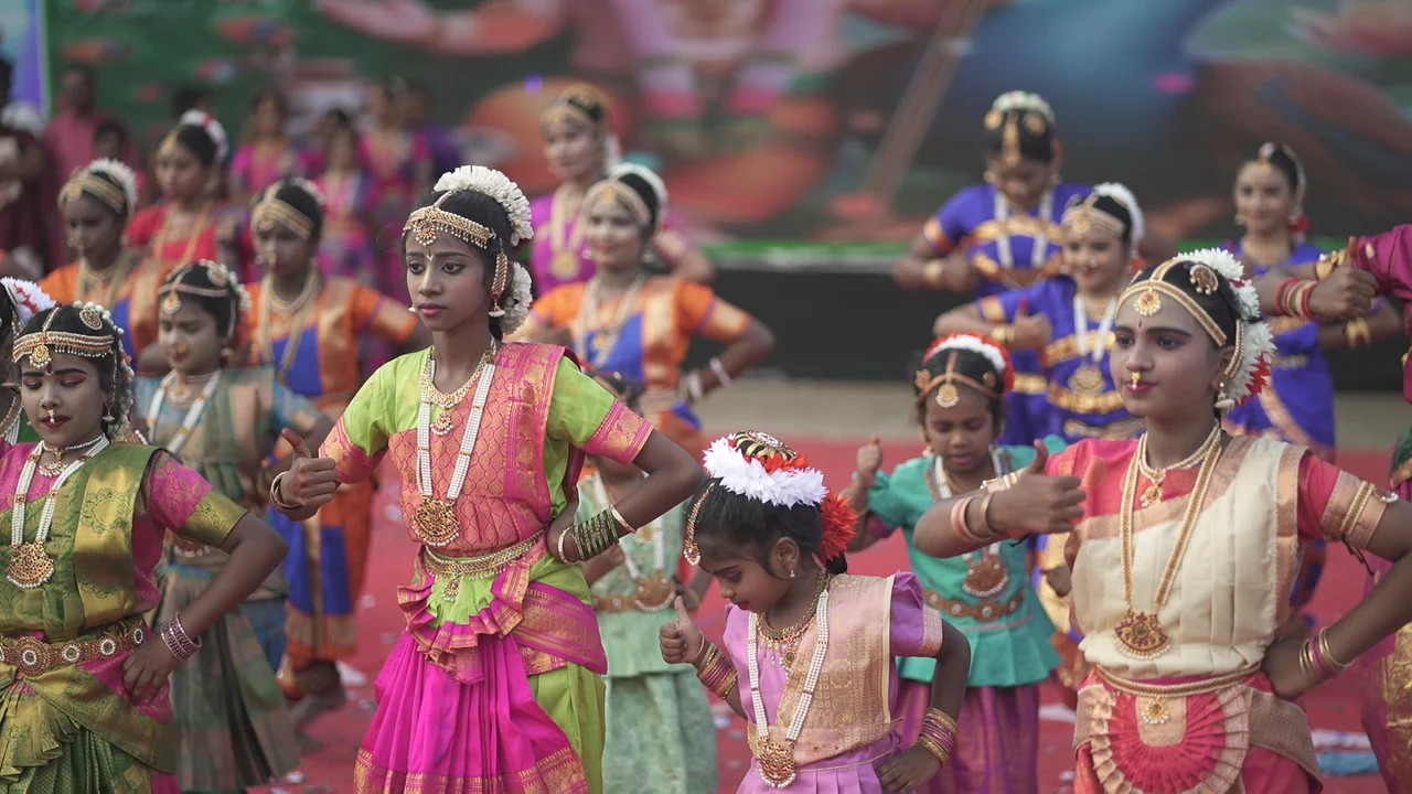 Young classical dancers performing on a stage